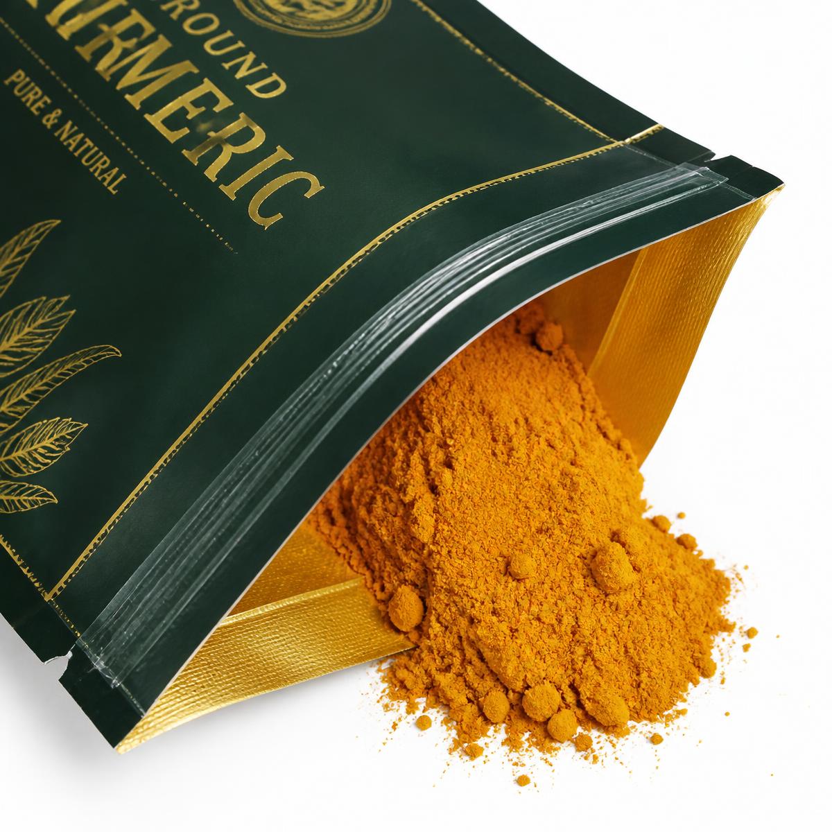 Resealable zipper detail of the turmeric powder pouch